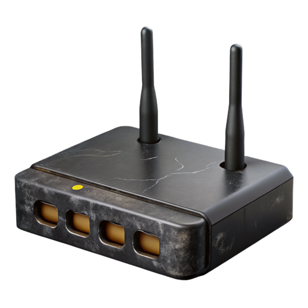 impressive modern Network Router Front View Black Isolated Element detailed png