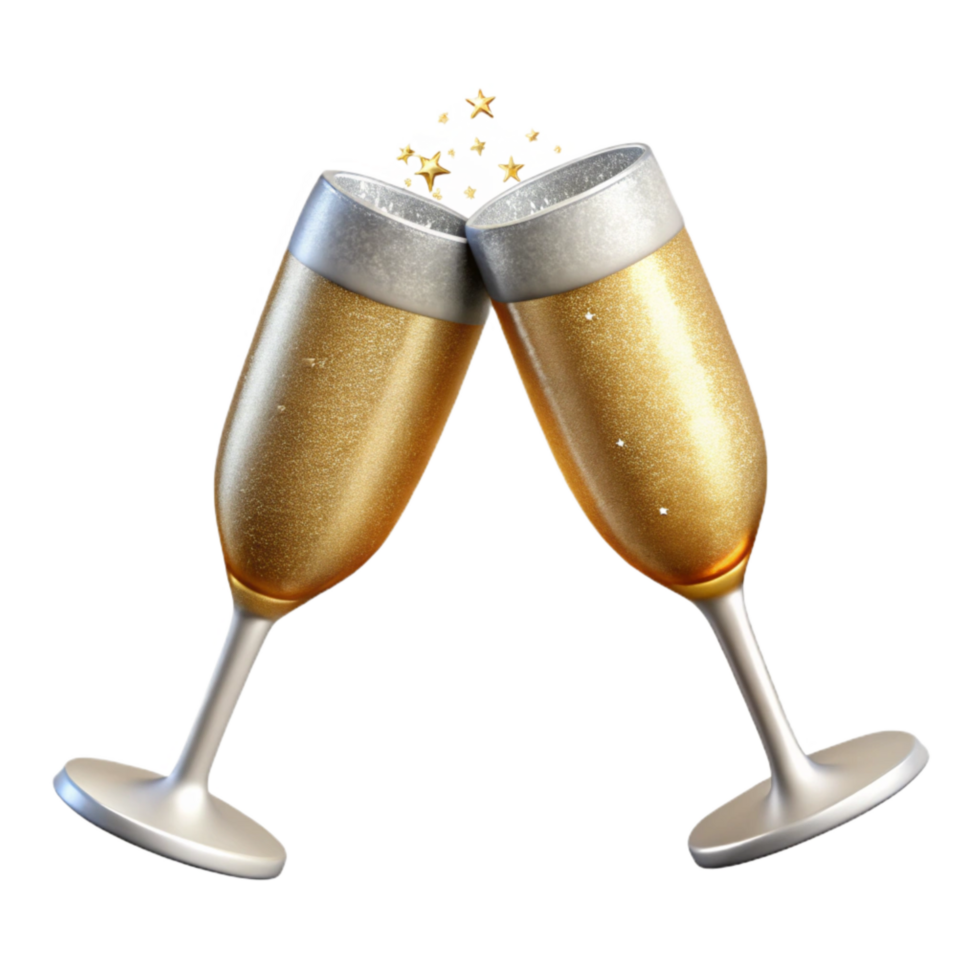 beautiful artistic New Years Eve Champagne Flute Toasting Transparent Background professional png