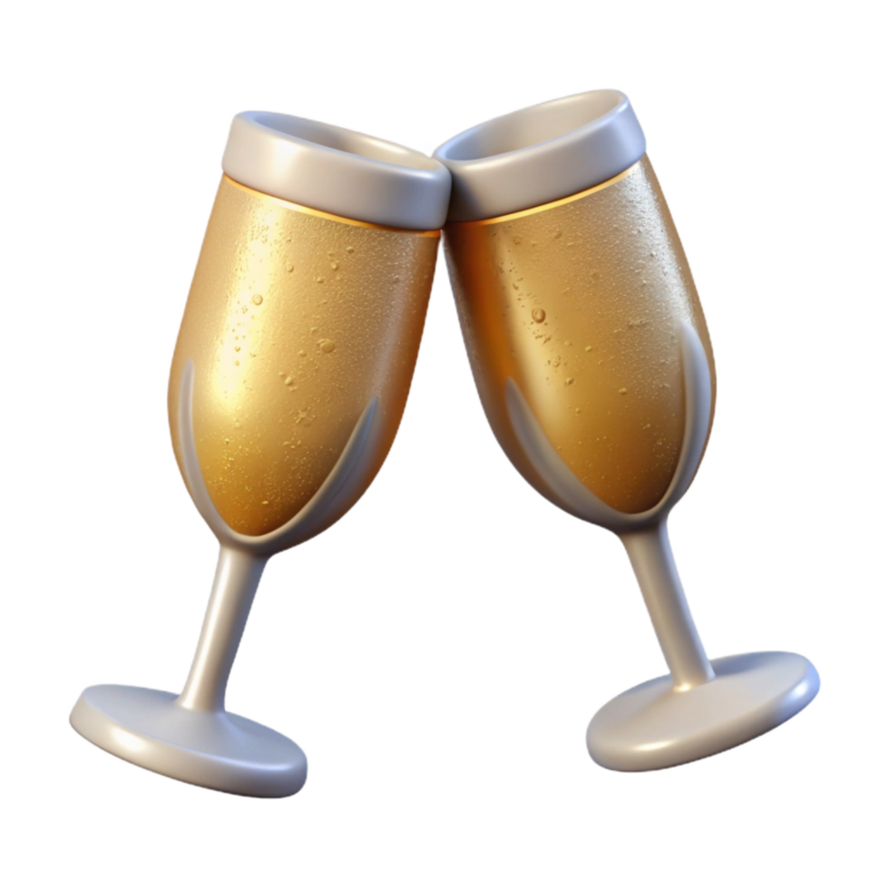 dramatic traditional New Years Eve Champagne Flute Toasting Transparent Background authentic png