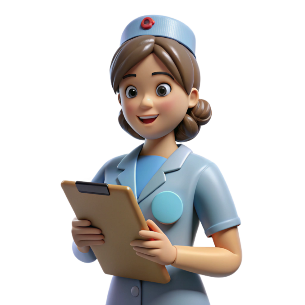 serene traditional Nurse with Clipboard Side View Isolated Element original png