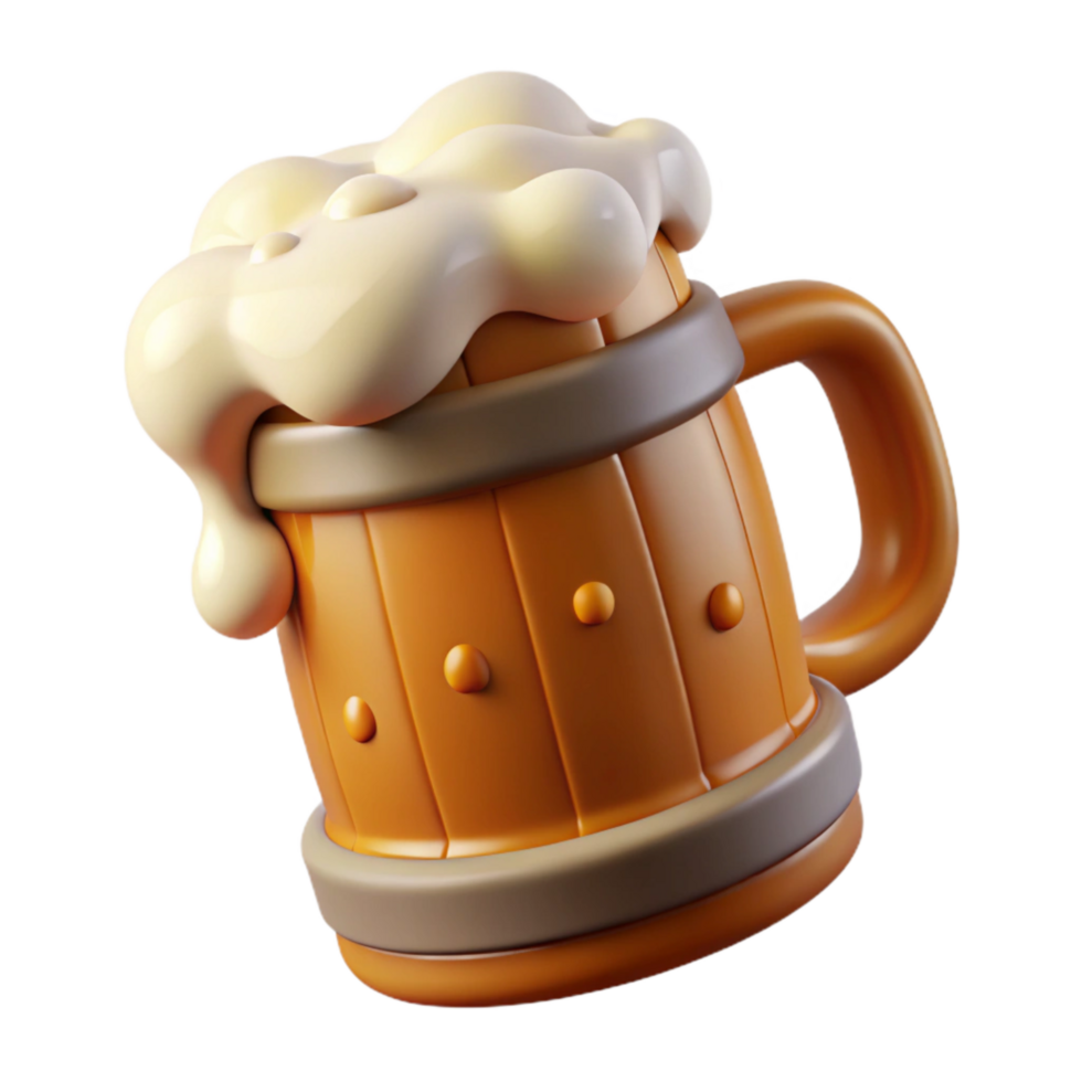 stunning abstract Oktoberfest Beer Mug Frothy Overflowing Transparent Background high quality png