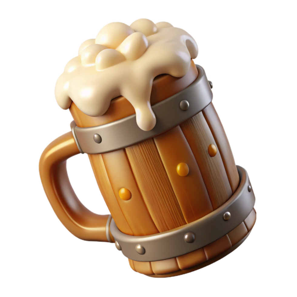 magnificent modern Oktoberfest Beer Mug Frothy Overflowing Transparent Background genuine png