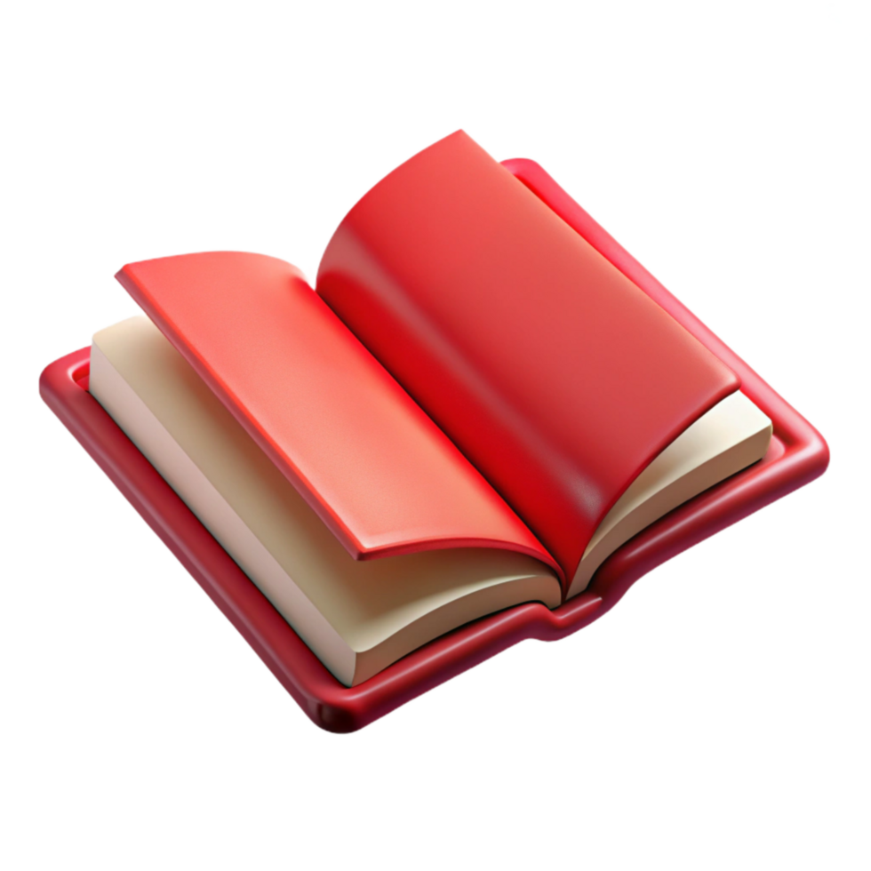 serene abstract Open Book with Red Cover Isolated on Transparent Background detailed png
