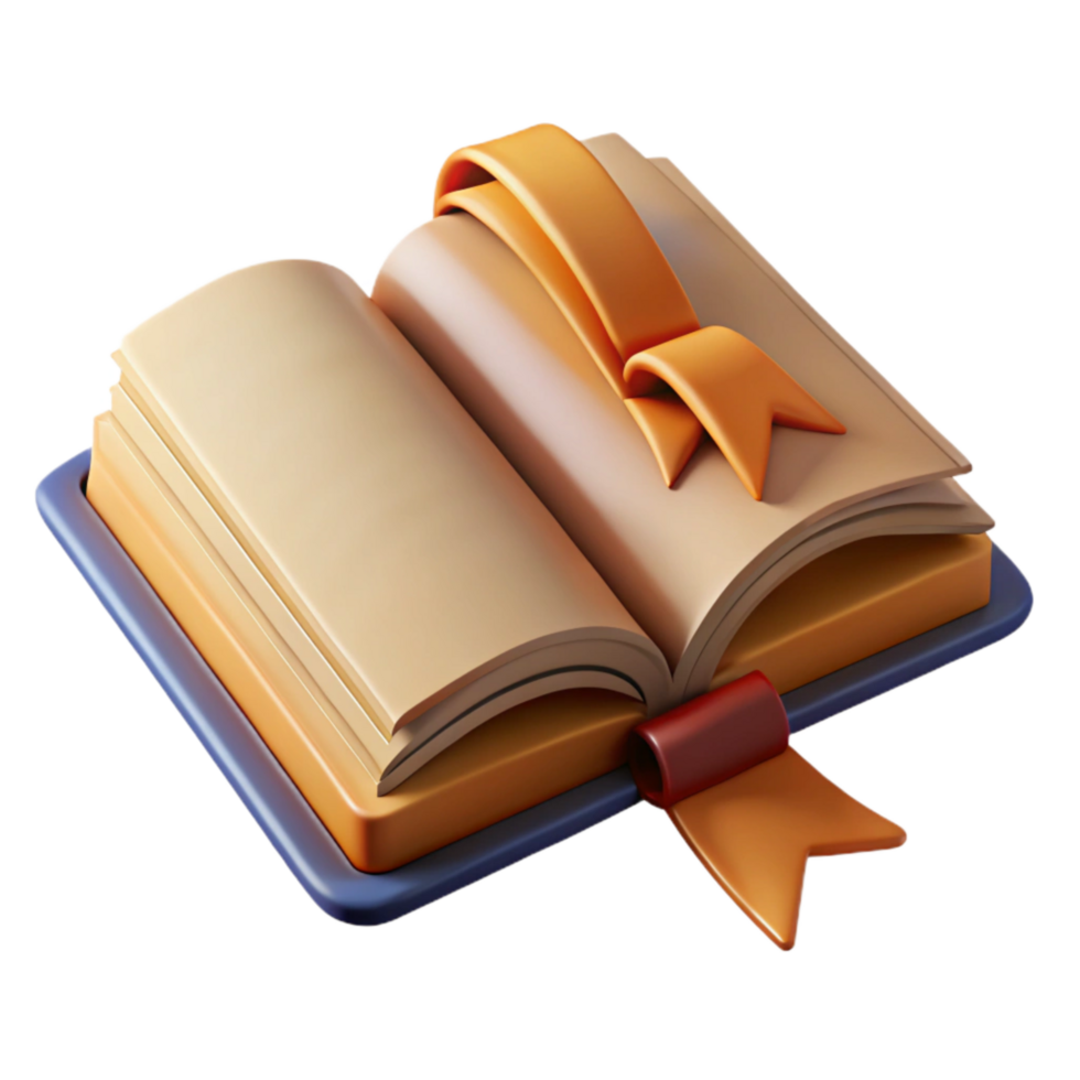 serene classic Open Book with Ribbon Bookmark Cutout with Dim Lighting exclusive png