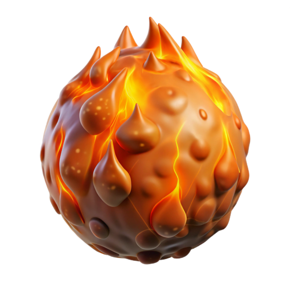 serene vintage Orange Fireball with Burning Embers Transparent Element 4K png