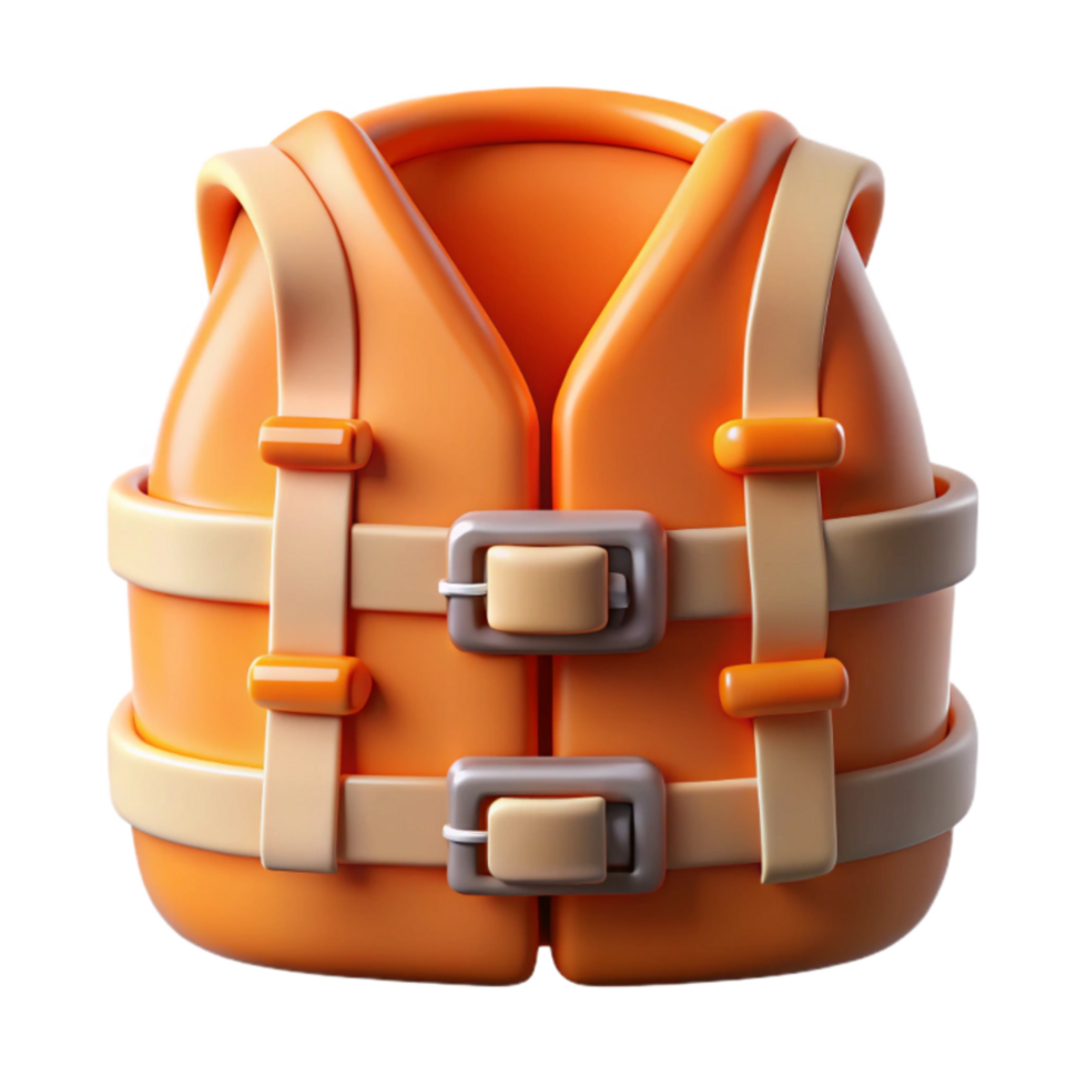wonderful classic Orange Life Vest Buckle Detail Transparent Background high quality png