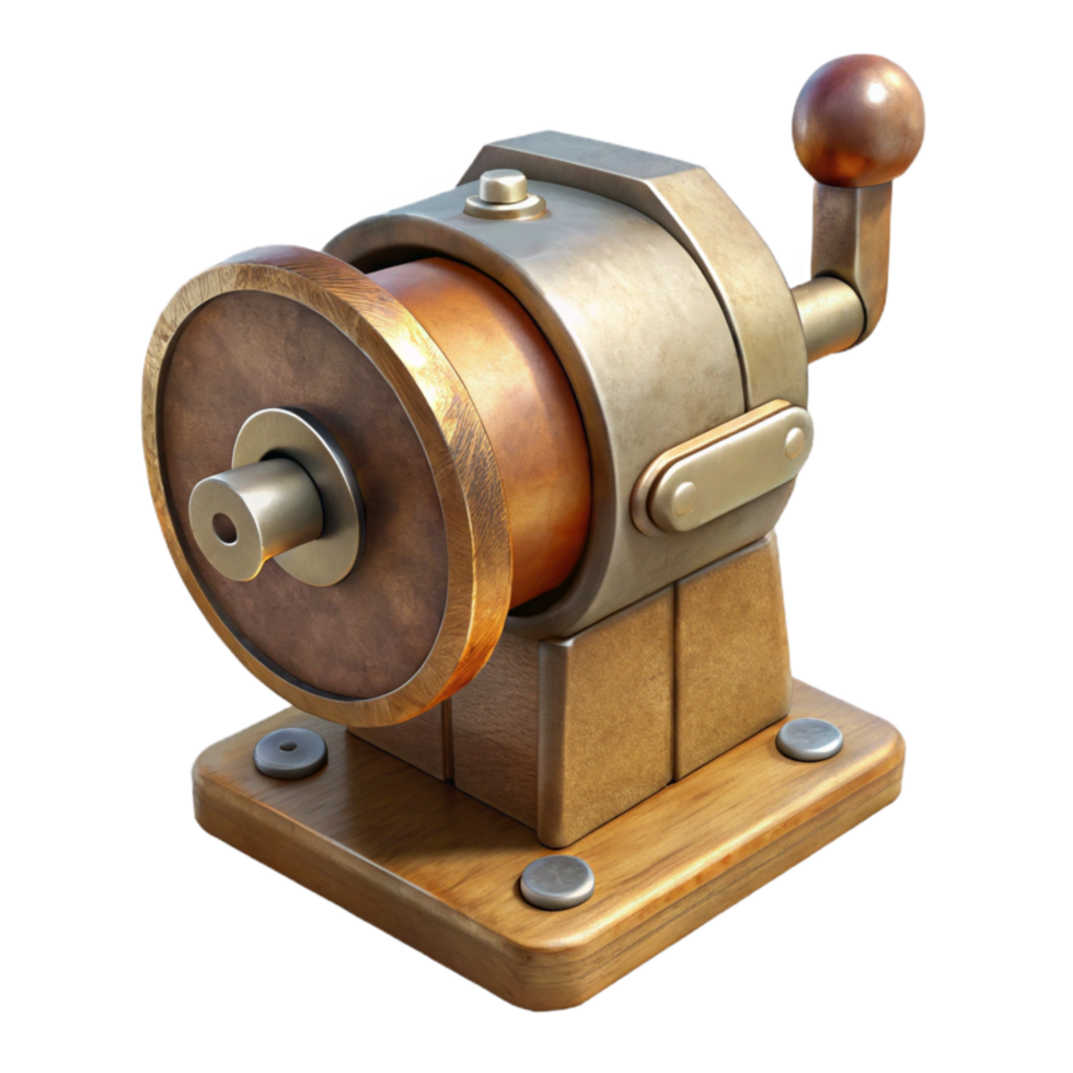 impressive rustic Pencil Sharpener with Crank Handle Isolated Element original png