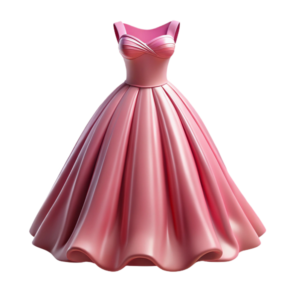 vibrant vintage Pink Wedding Dress Silhouette Isolated Element premium png