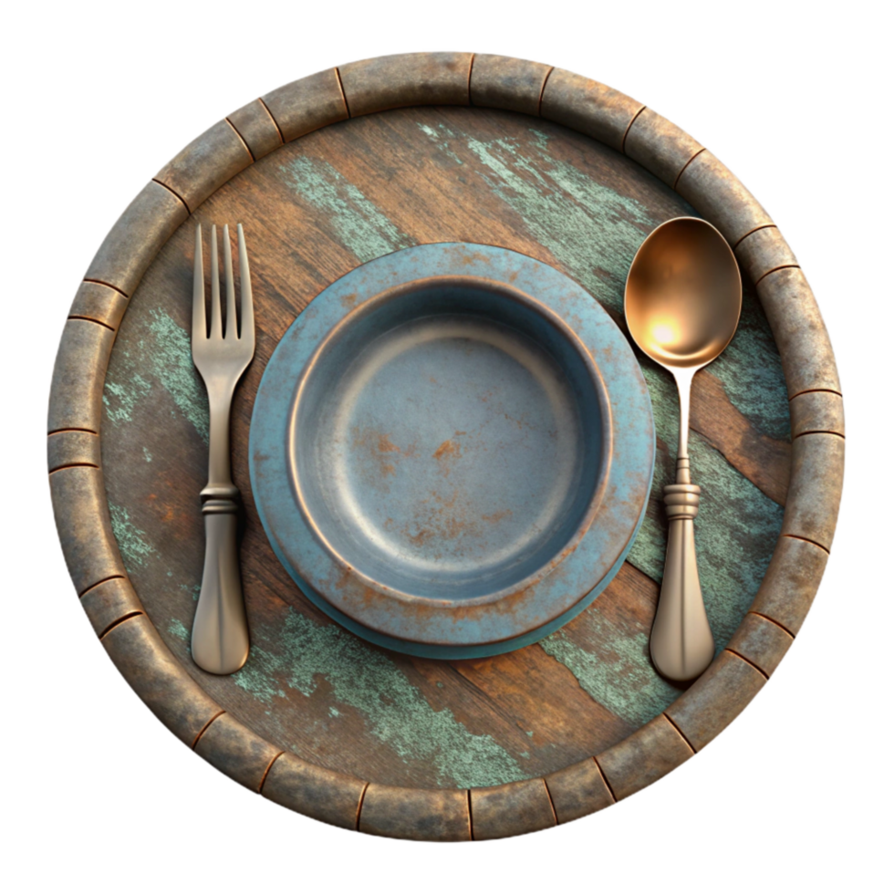 vibrant traditional Place Setting with Plate and Cutlery Isolated 4K png