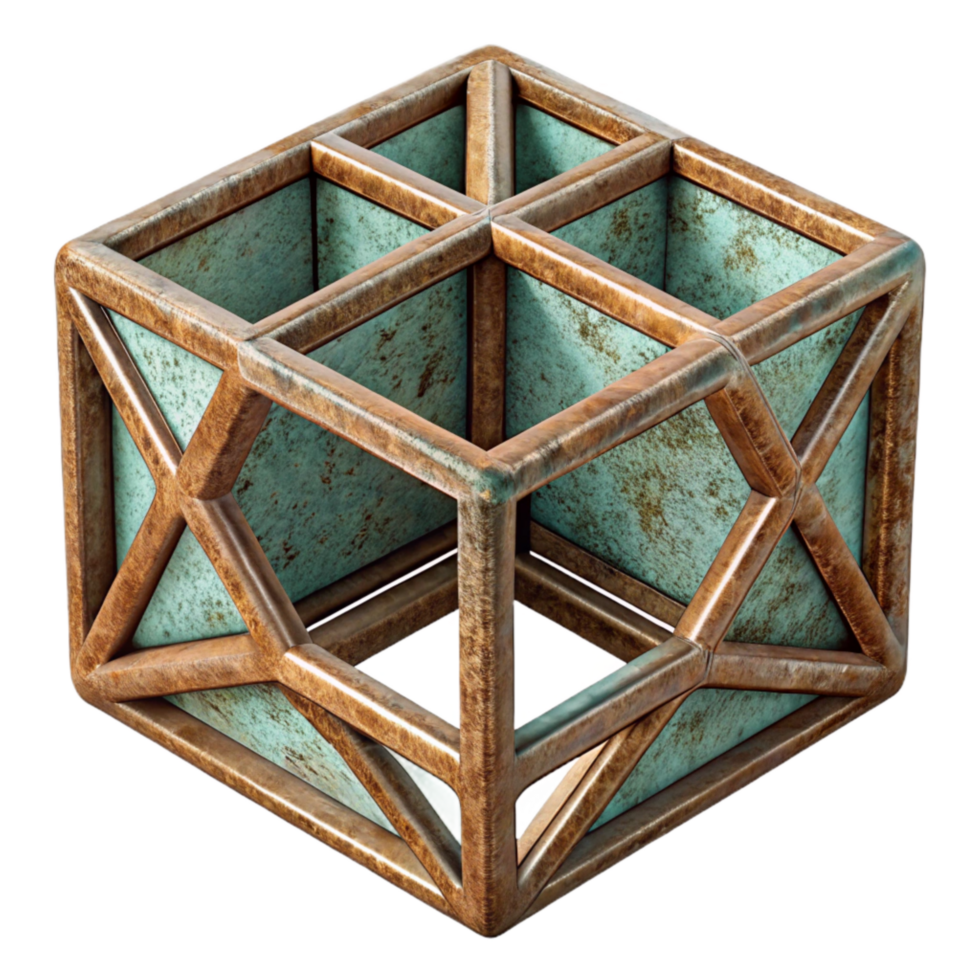 magnificent abstract Polygonal Wireframe Cube Cutout with Geometric Structure original png