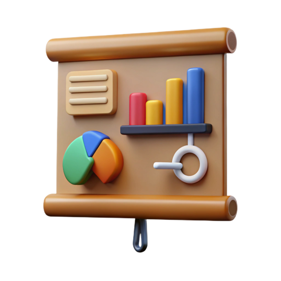 stunning modern Presentation Screen with Charts and Graphs Isolated 4K png