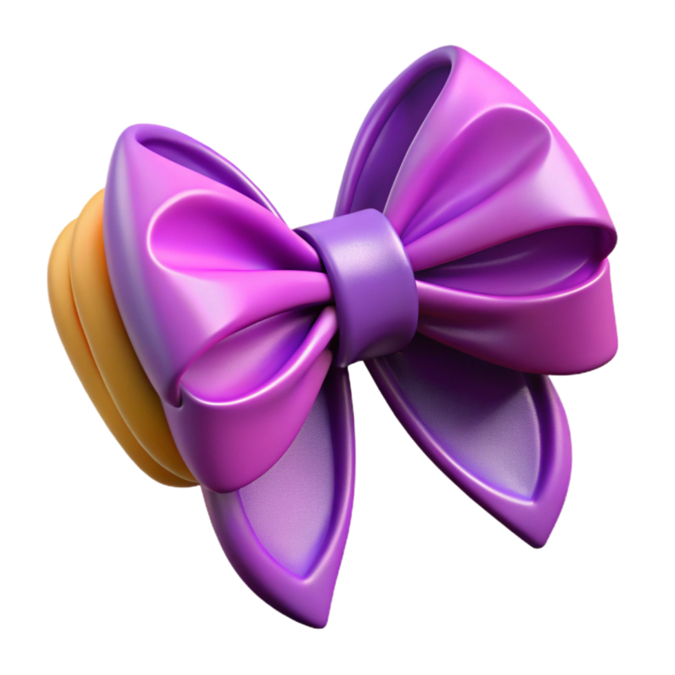 serene classic Purple Festive Ribbon Bow Isolated with Curling Tails original png