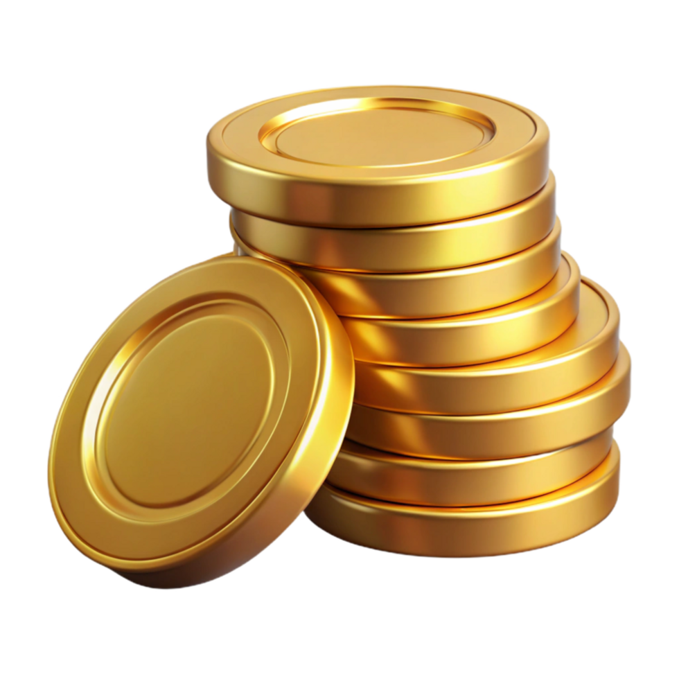 magnificent classic Realistic Gold Coin Stack Isolated on Transparent Background professional png