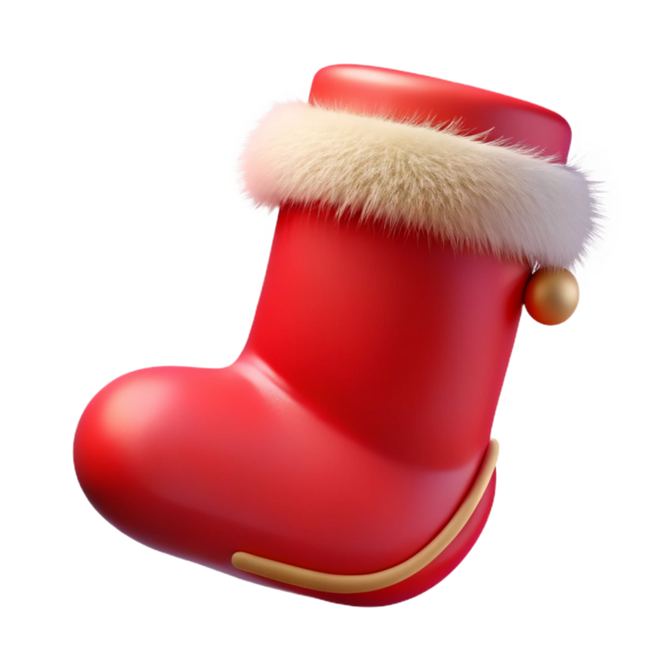 wonderful classic Red Christmas Stocking Isolated Element with Fur Trim exclusive png