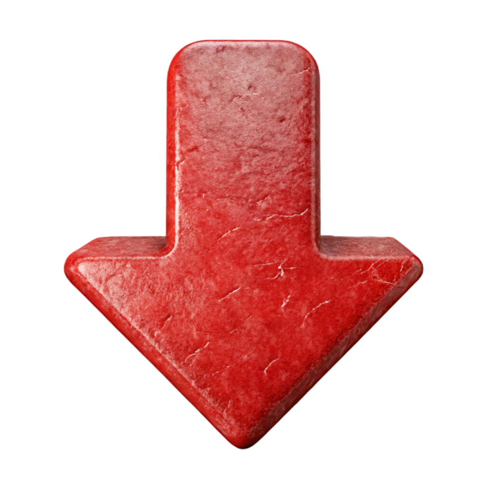 beautiful creative Red Downward Arrow Finance Icon Isolated detailed png