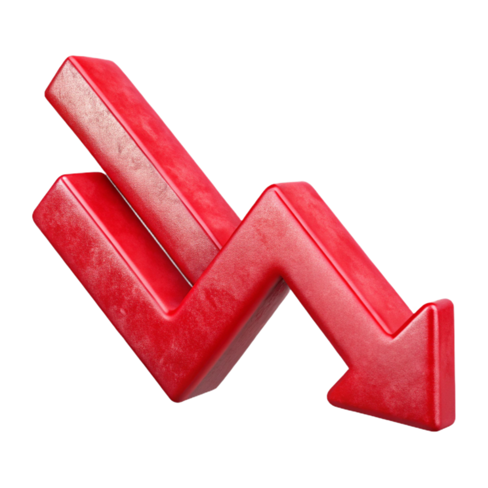 vibrant minimalist Red Downward Trending Graph Cutout Element high quality png