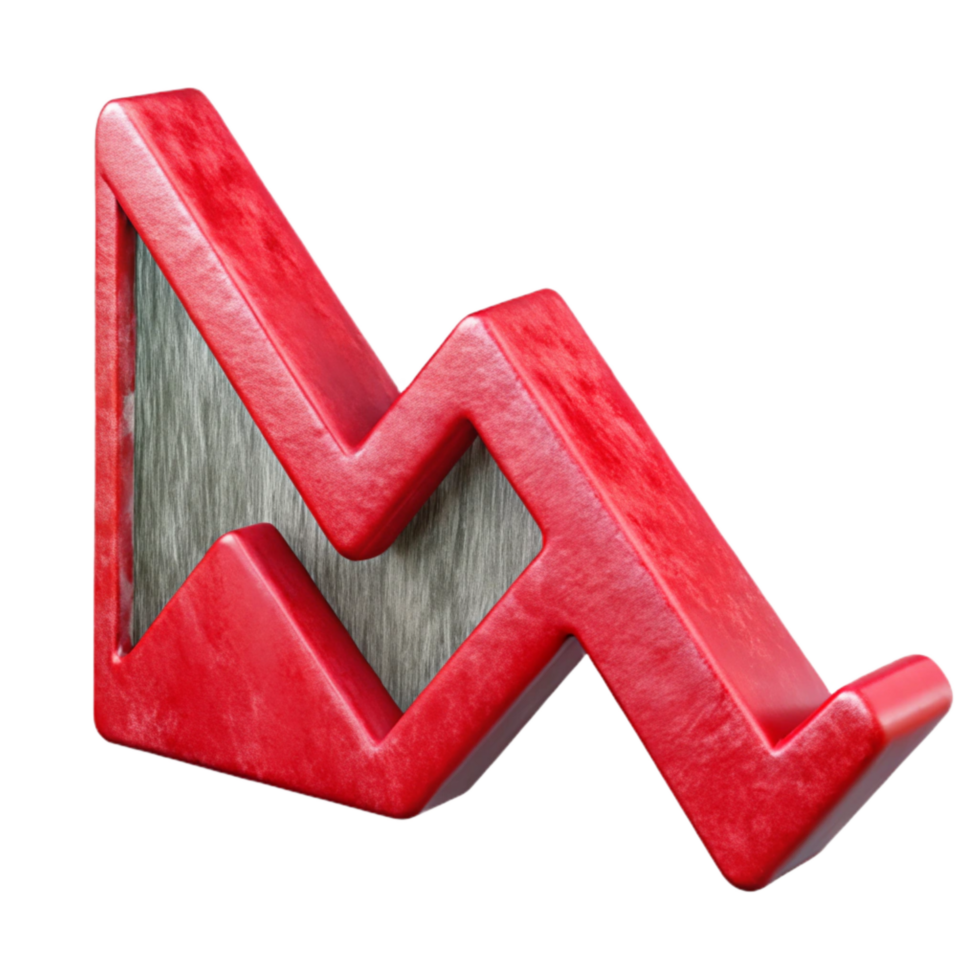 wonderful vintage Red Downward Trending Graph Cutout Element premium png