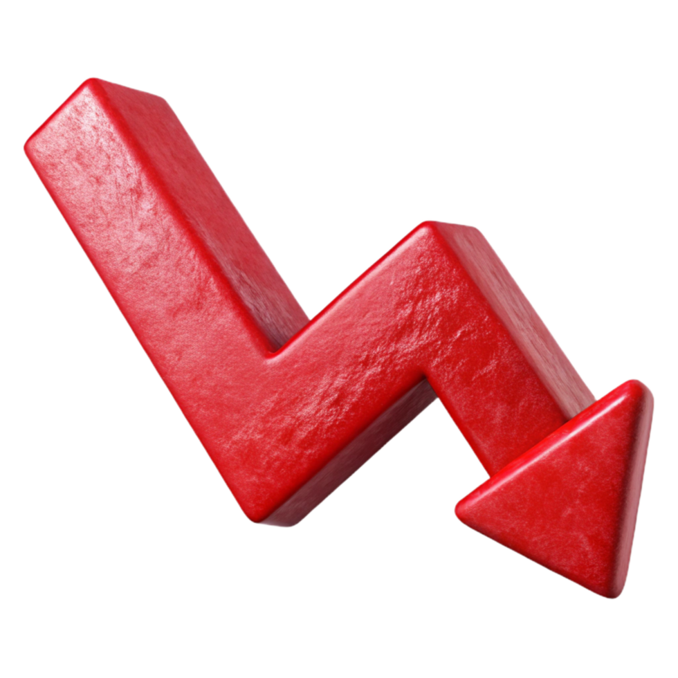 extraordinary modern Red Downward Trending Graph Cutout Element premium png