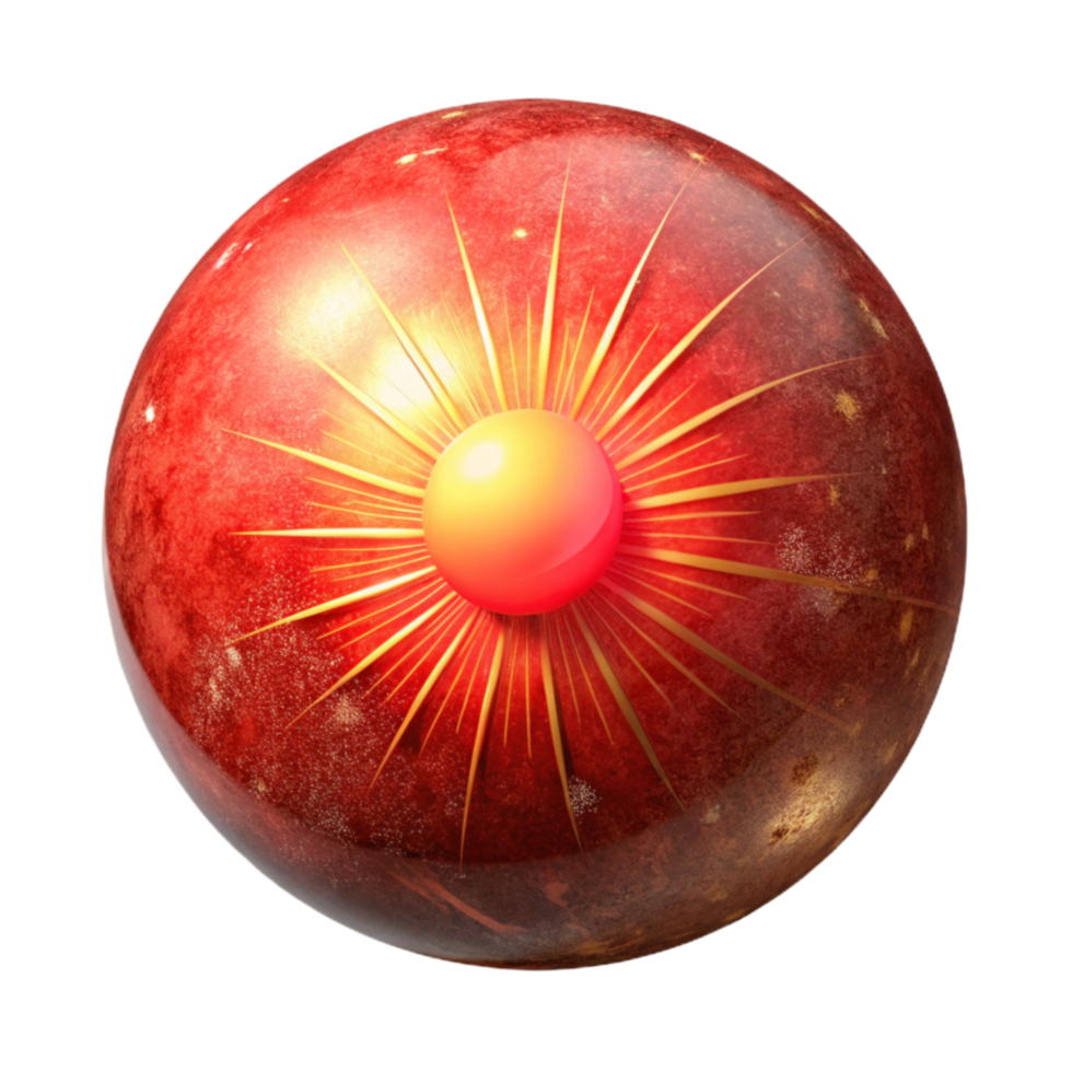 serene abstract Red Glowing Orb with Light Rays Isolated high quality png