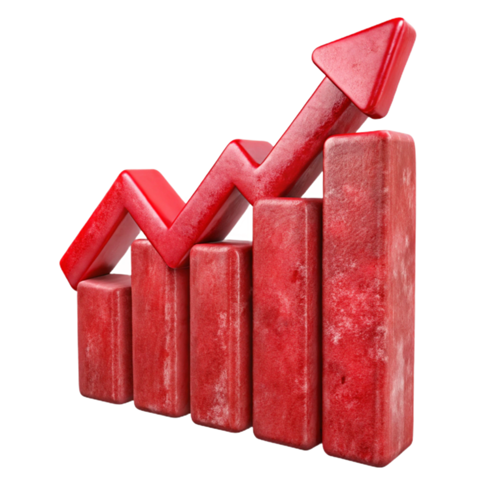 stunning artistic Red Graph Chart with Upward Trend Isolated high quality png