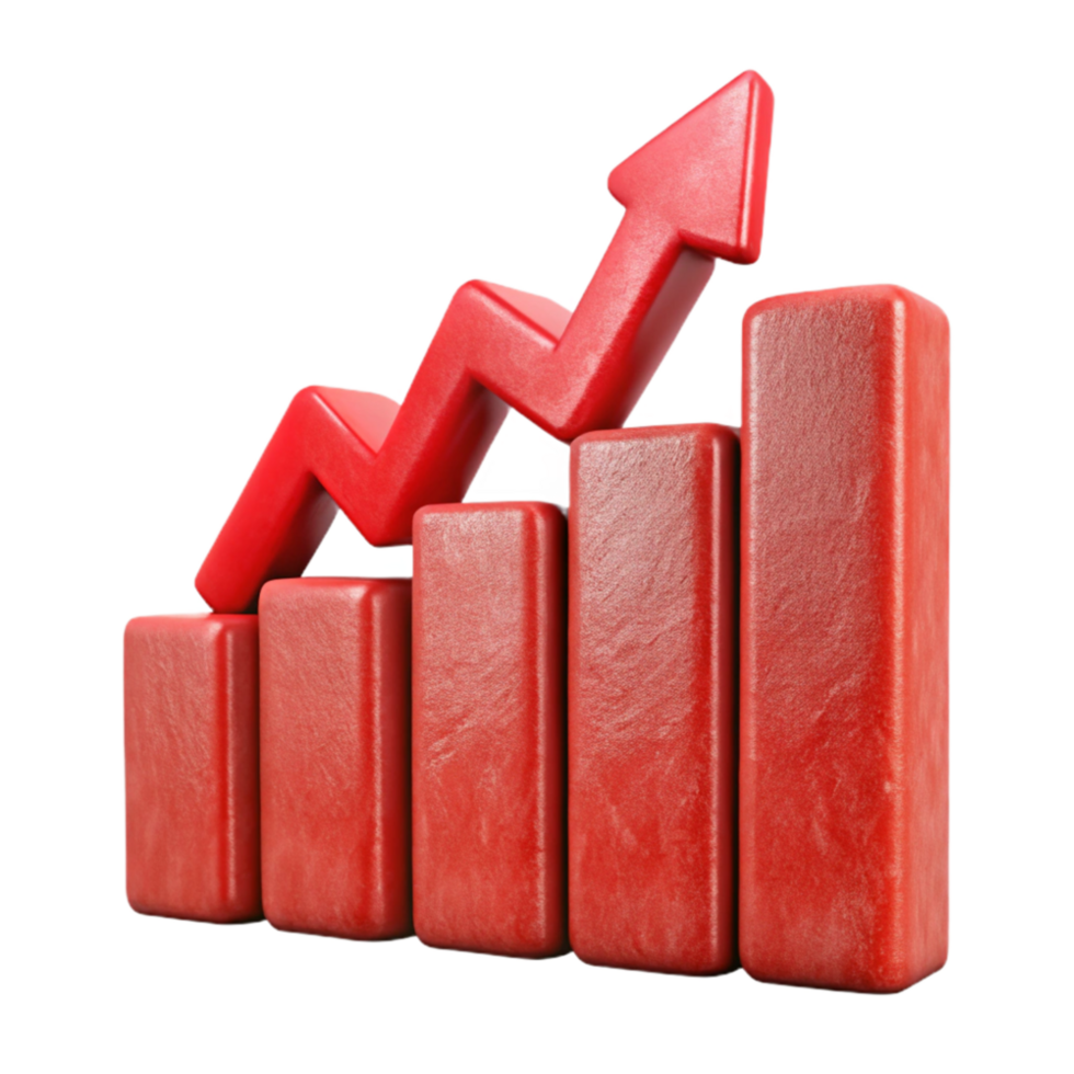 extraordinary classic Red Graph Chart with Upward Trend Isolated original png