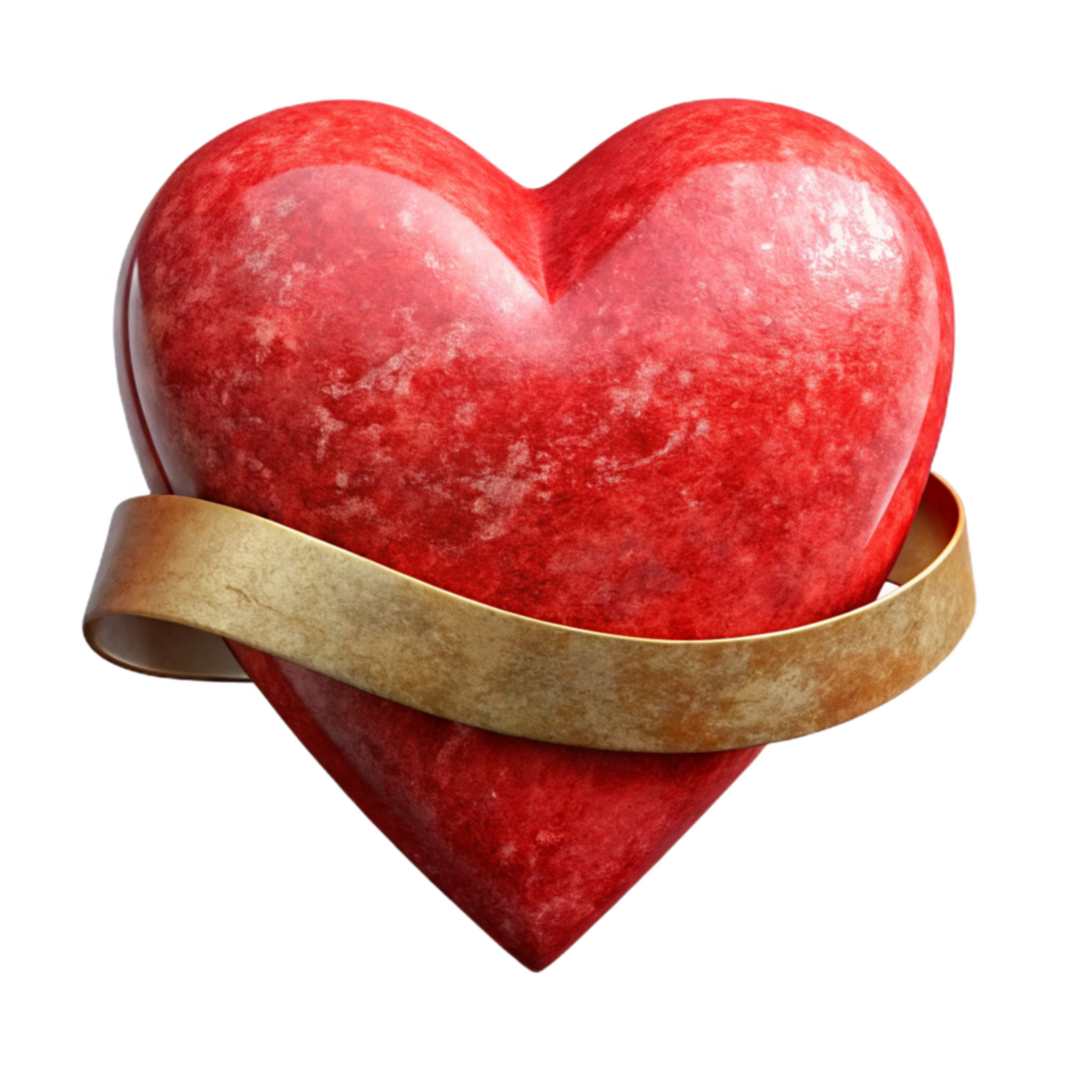 vibrant modern Red Heart Shape with Ribbon Cutout exclusive png