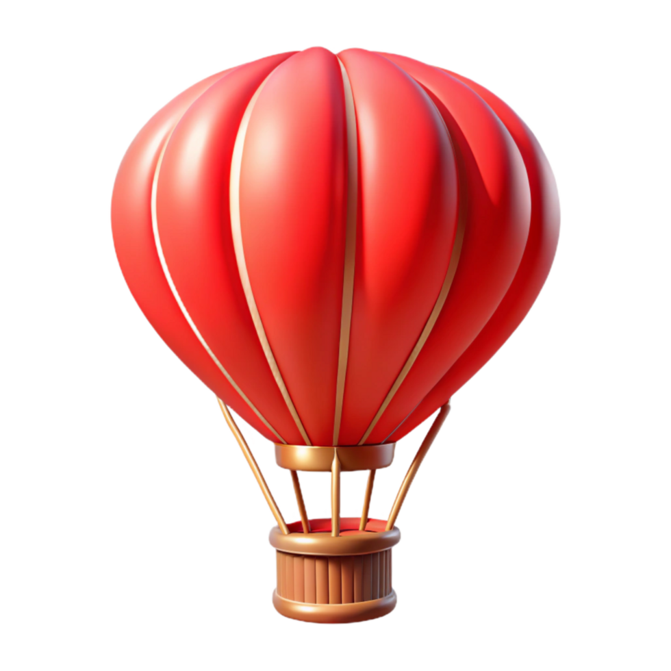 beautiful abstract Red Hot Air Balloon with Basket Transparent Background exclusive png