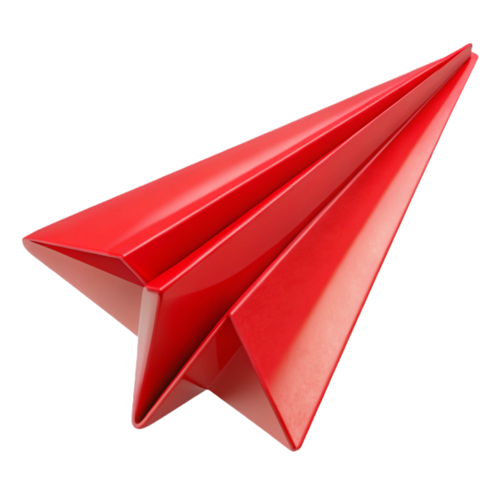 wonderful modern Red Paper Airplane with Folded Wings Transparent Background original png