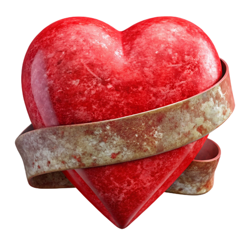 beautiful artistic Red Heart Shape with Ribbon Cutout high resolution png