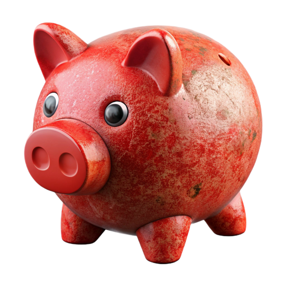 dramatic modern Red Piggy Bank Side View Cutout Transparent Background authentic png