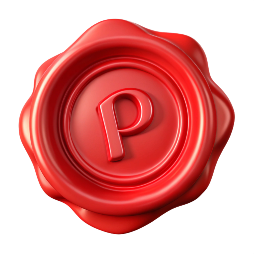 magnificent vintage Red Wax Seal with Initial Cutout professional png