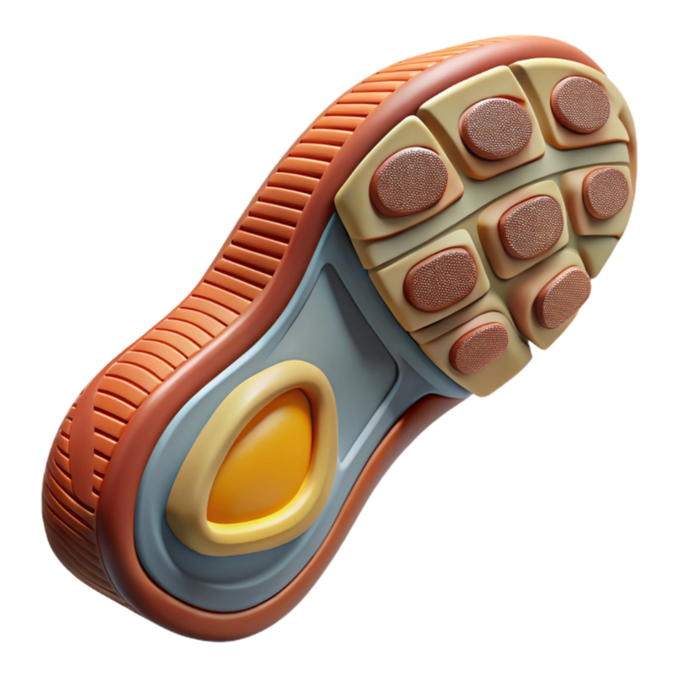 beautiful classic Retro Running Shoes Sole Detail Bottom View Transparent Background 4K png