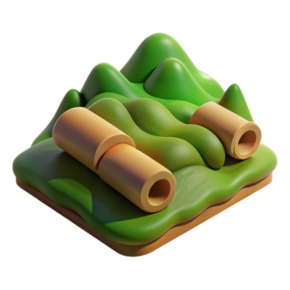 beautiful abstract Rolling Green Hills Landscape Isolated Element detailed png