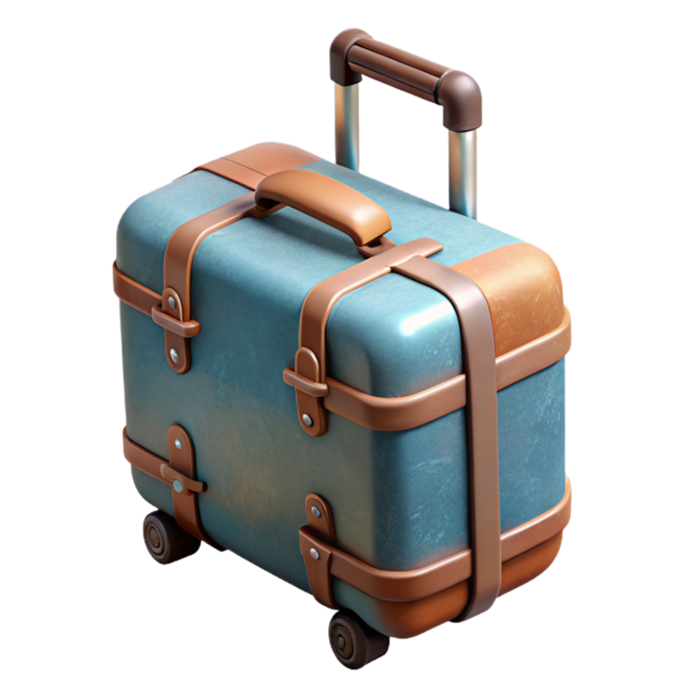 impressive classic Rolling Suitcase with Handle Transparent Background detailed png
