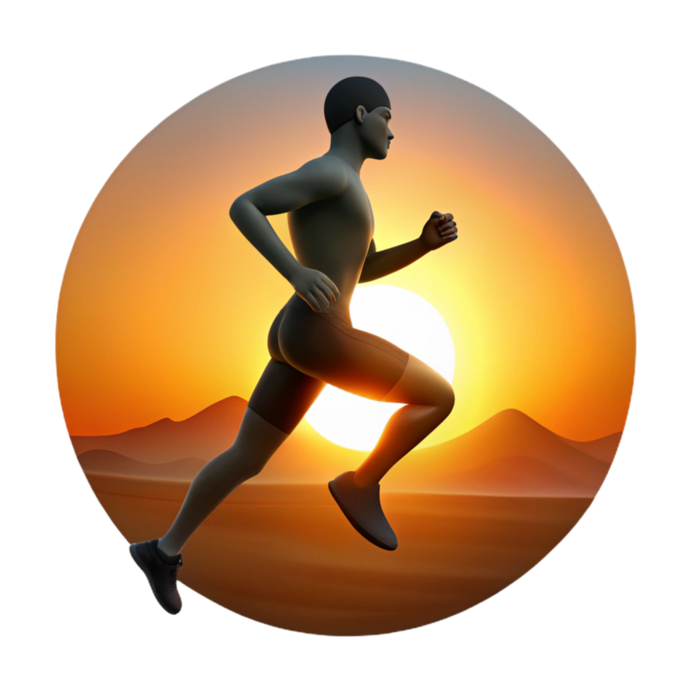 wonderful creative Runner Silhouette Sunset Background Transparent professional png