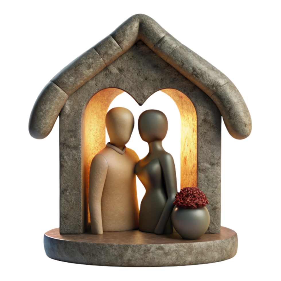 vibrant abstract Romantic Getaway with Couple Silhouette Isolated Element 4K png