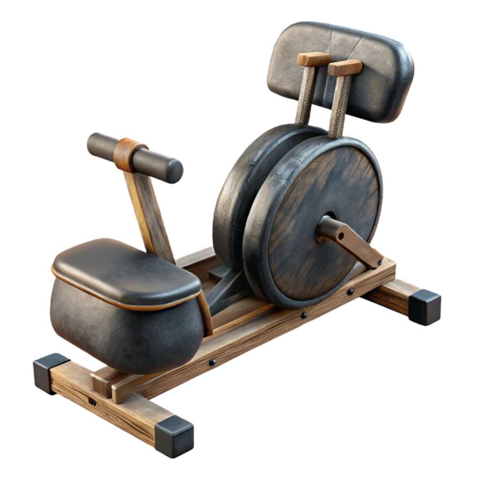 vibrant minimalist Rowing Machine Black Isolated Element with Sliding Seat 4K png