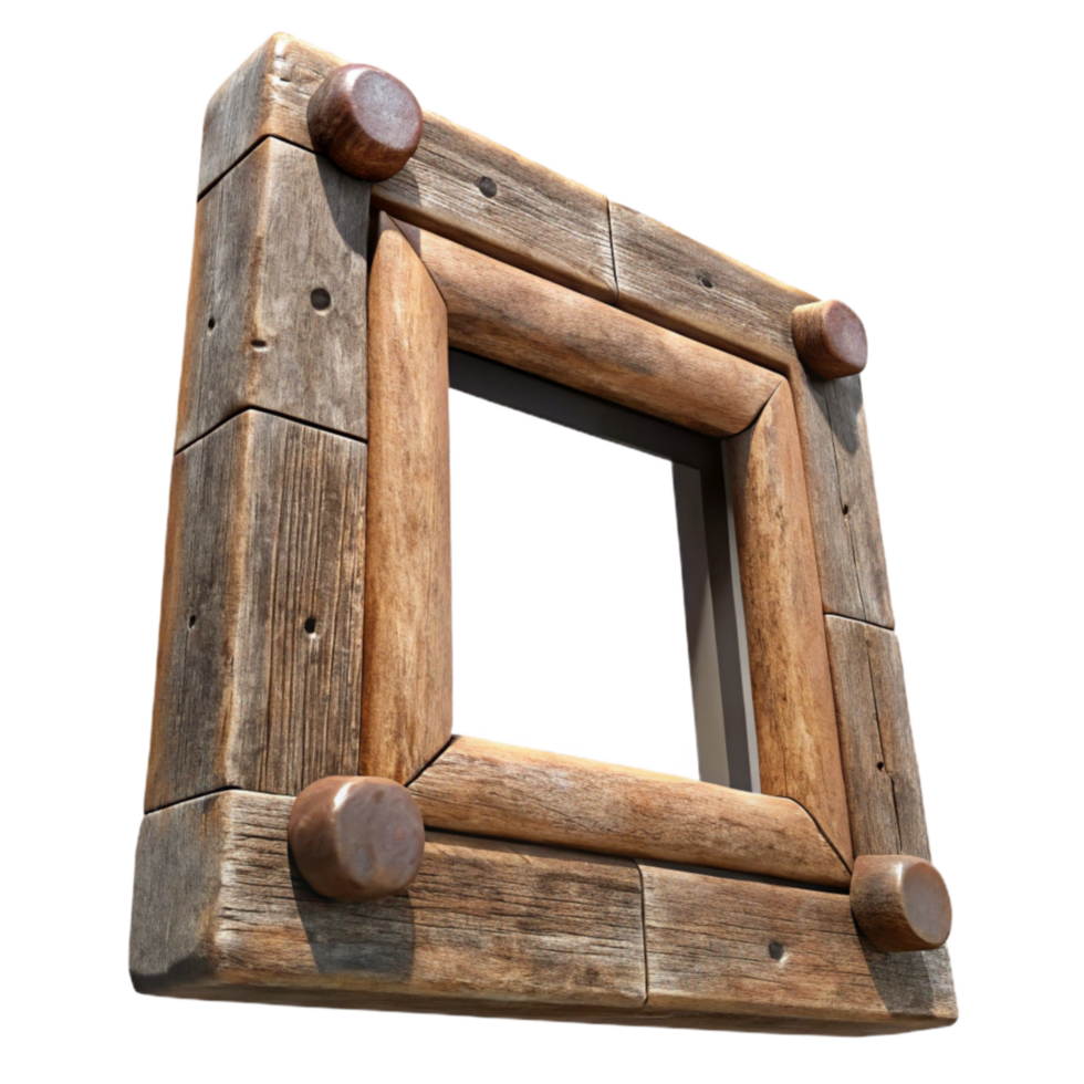 serene contemporary Rustic Wooden Picture Frame Cutout Isolated premium png