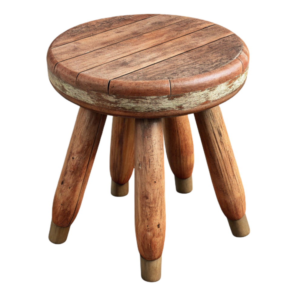 impressive artistic Rustic Wooden Stool Three Legged Transparent Background professional png