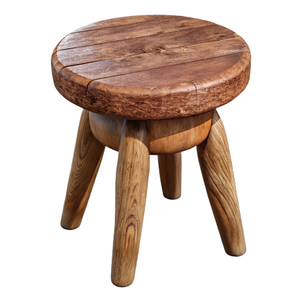 wonderful modern Rustic Wooden Stool Three Legged Transparent Background professional png