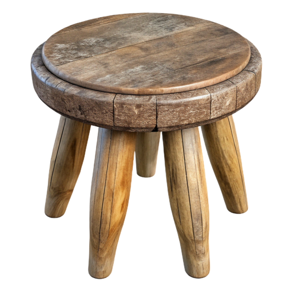 magnificent abstract Rustic Wooden Stool Three Legged Transparent Background professional png