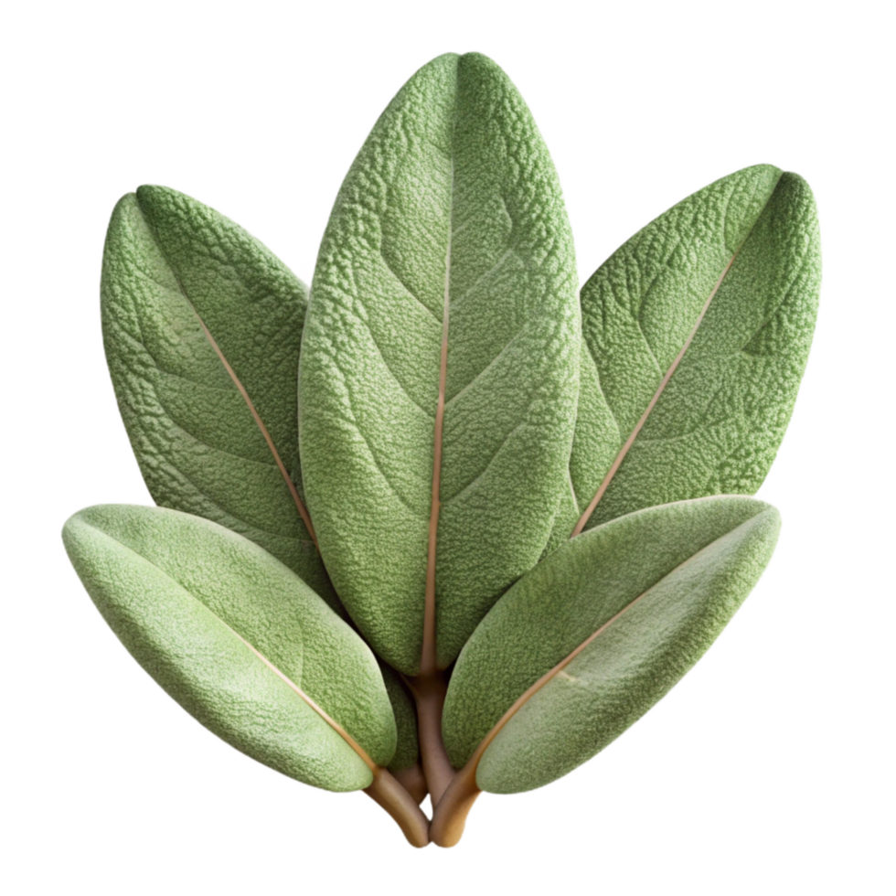 elegant abstract Sage Leaves Green Isolated on Transparent Background with Fuzzy Texture detailed png