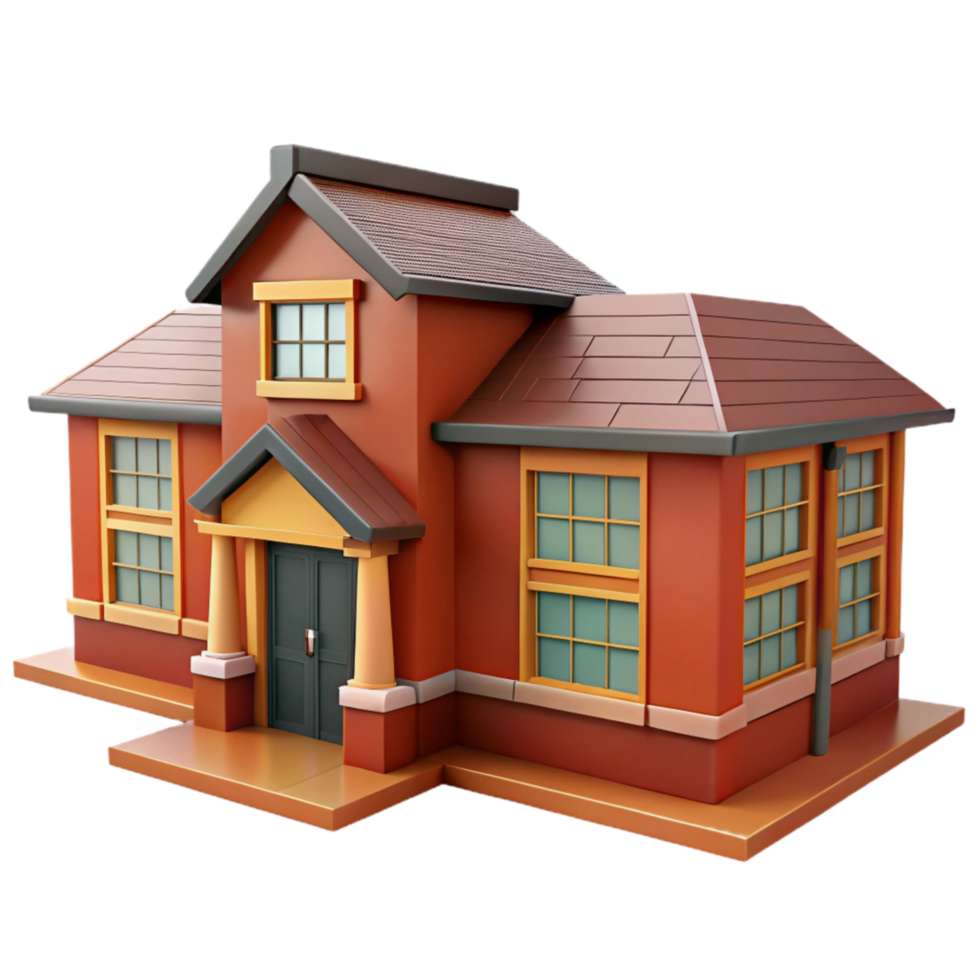 magnificent artistic School Building with Brick Walls Isolated with Front Angle professional png
