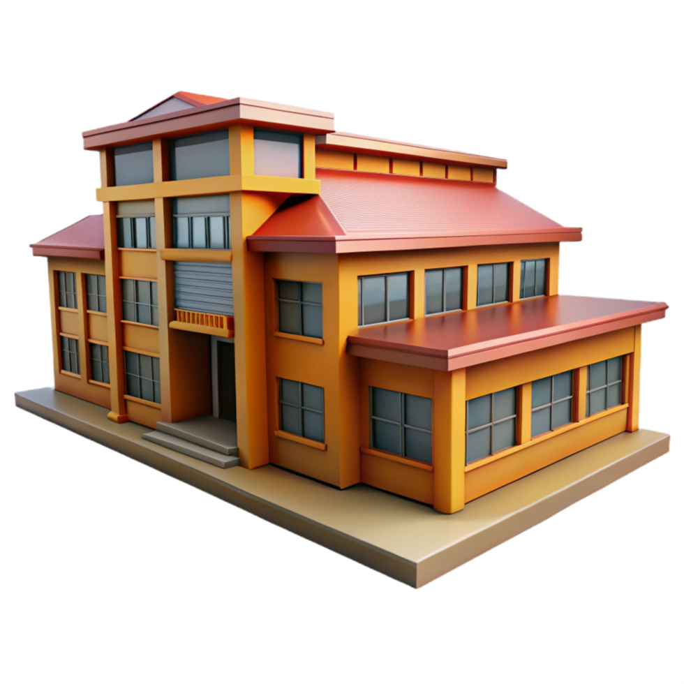 elegant classic School Building with Modern Architecture Isolated with Side Angle exclusive png