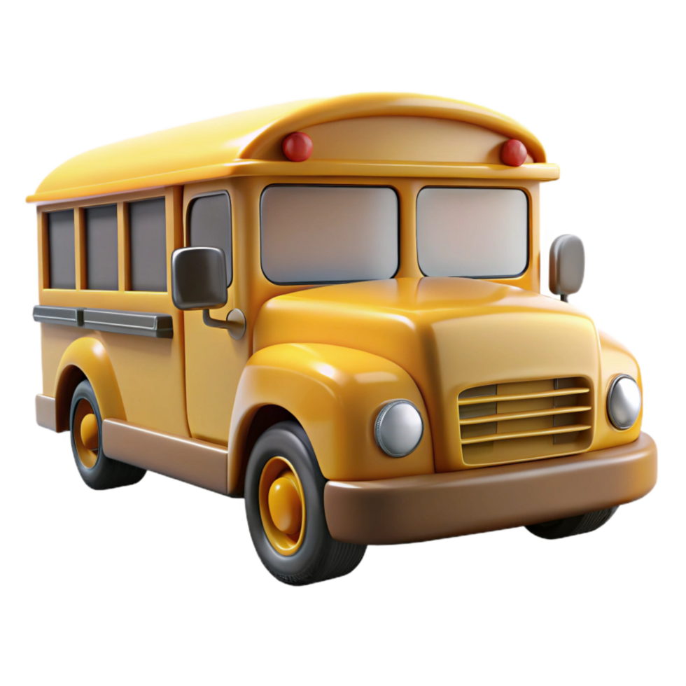 vibrant modern School Bus Yellow Color Front View Cutout on White high quality png