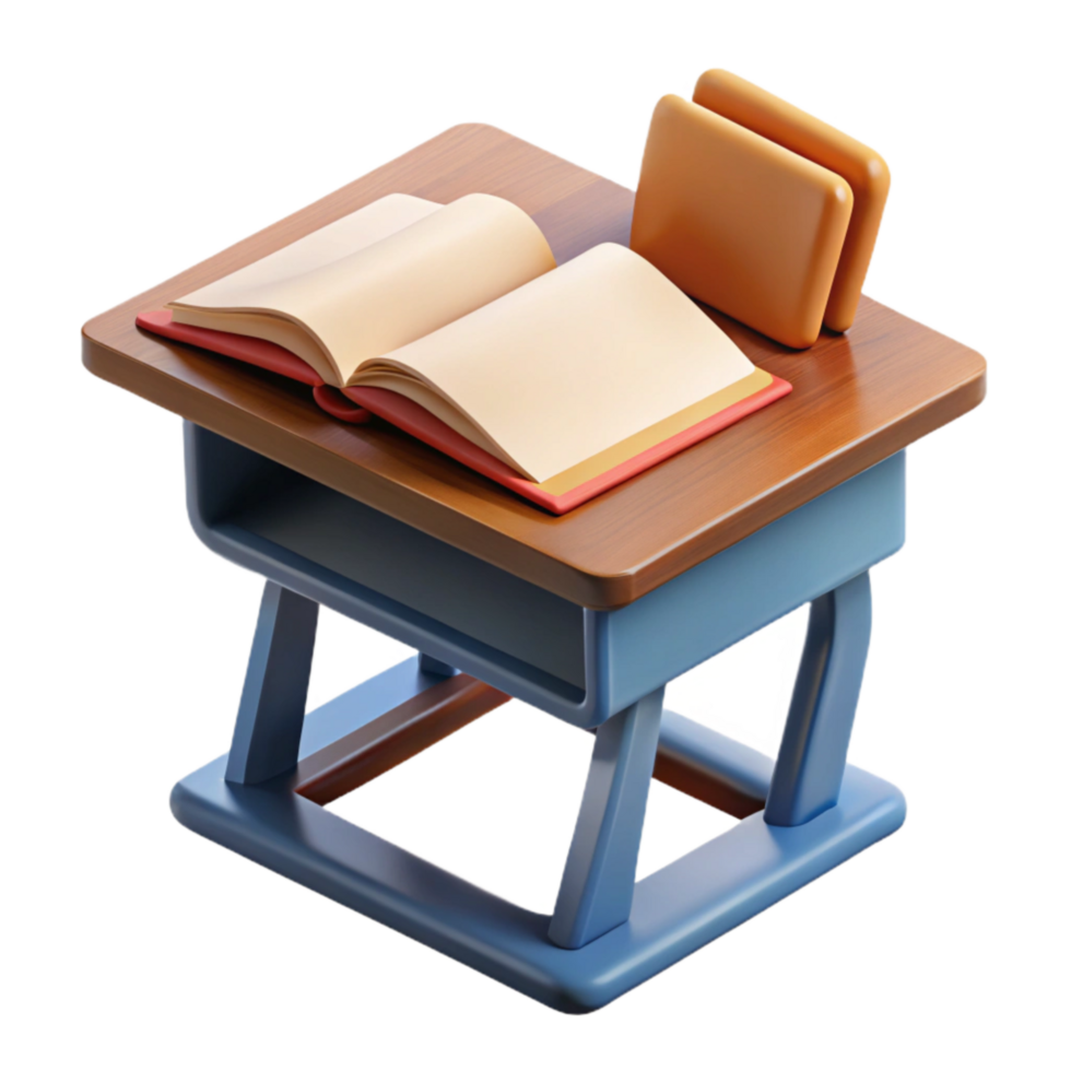 extraordinary creative School Desk with Open Book Isolated Element professional png