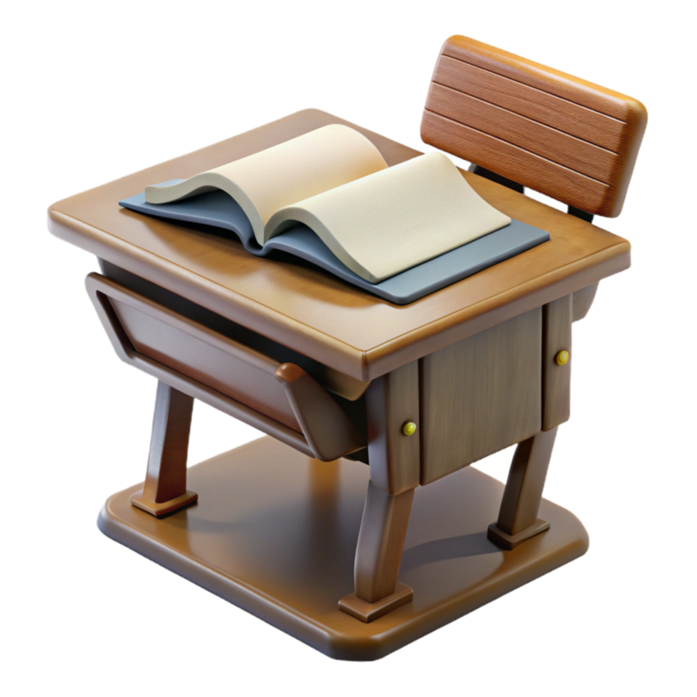 dramatic abstract School Desk with Open Book Isolated Element original png