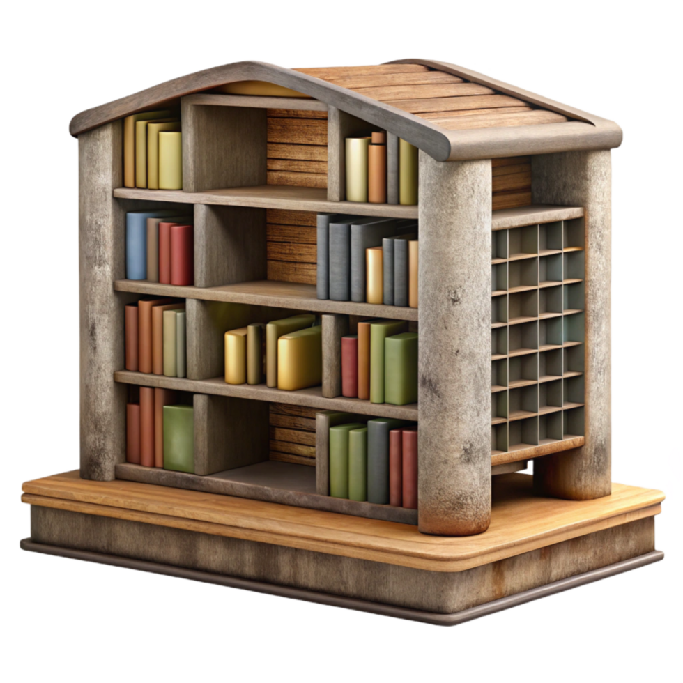 magnificent abstract School Library with Bookshelves Cutout original png