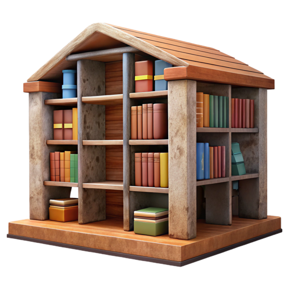 extraordinary rustic School Library with Bookshelves Cutout original png