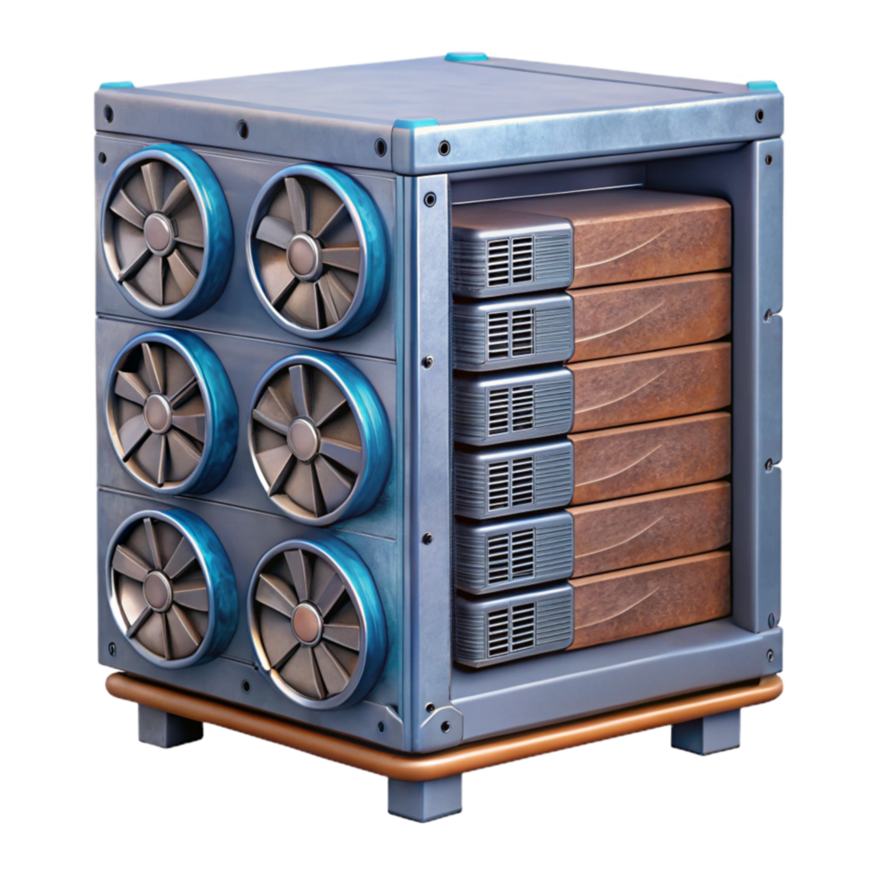 beautiful creative Server Rack with Cooling Fans Transparent Background original png